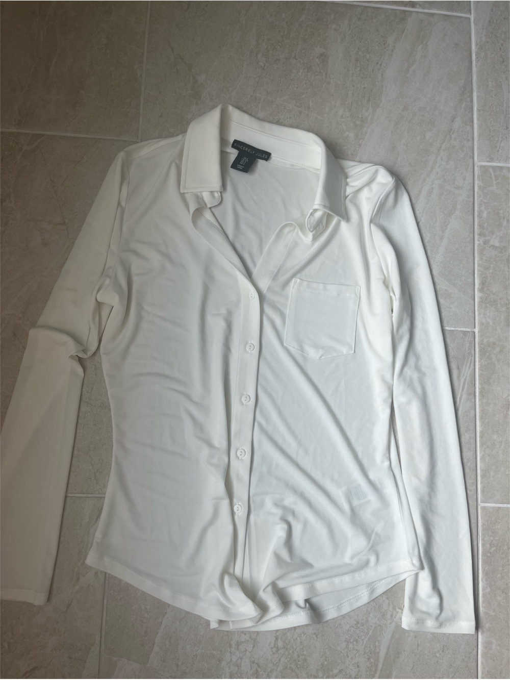 Sincerly Jules White Women's Long-Sleeve Button-Down Shirt